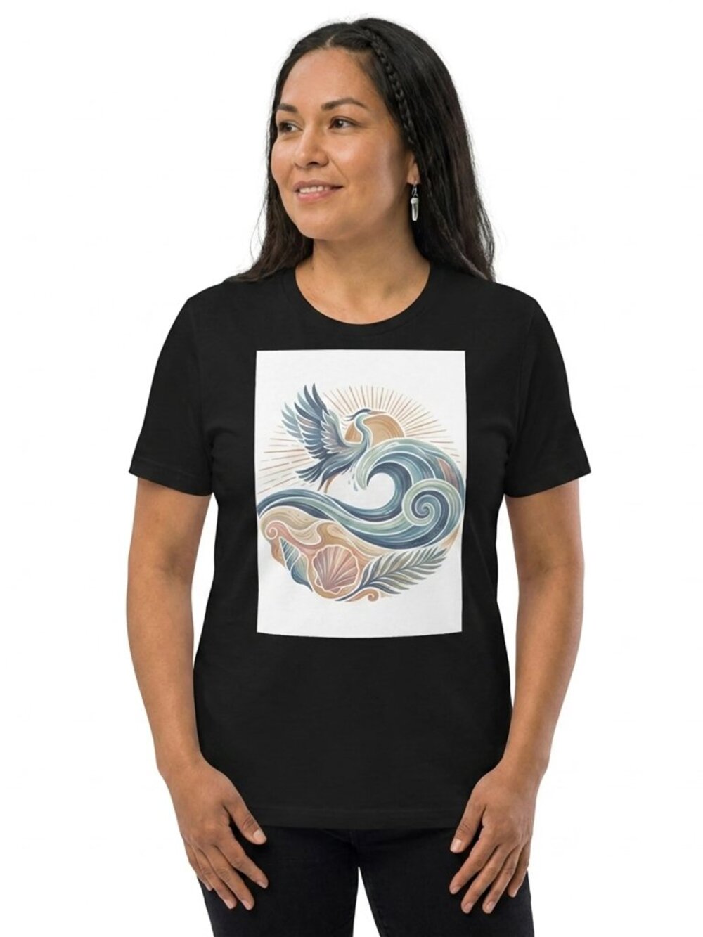 Coastal Heron Ocean Wave Womens T-Shirt